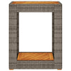 Patio Side Table with Wooden Top Gray 23.6"x15.7"x29.5" Poly Rattan