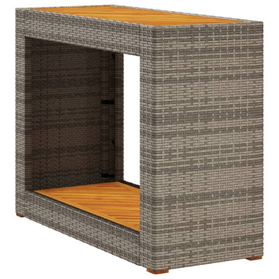 Patio Side Table with Wooden Top Gray 39.4"x15.7"x29.5" Poly Rattan