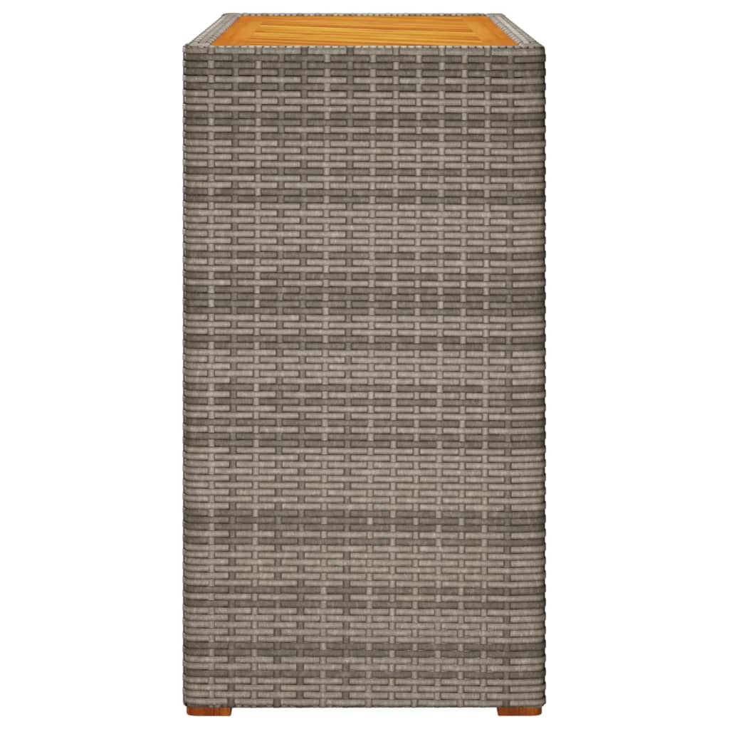 Garden Side Table with Wooden Top Grey 100x40x75 cm Poly Rattan