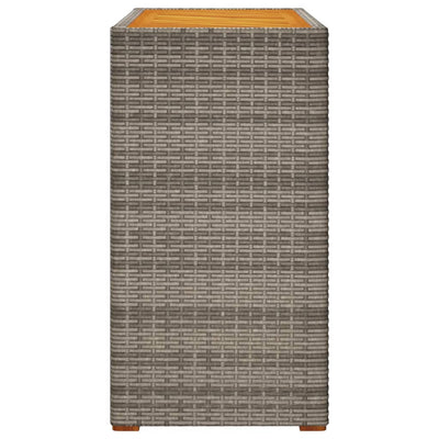 Patio Side Table with Wooden Top Gray 39.4"x15.7"x29.5" Poly Rattan