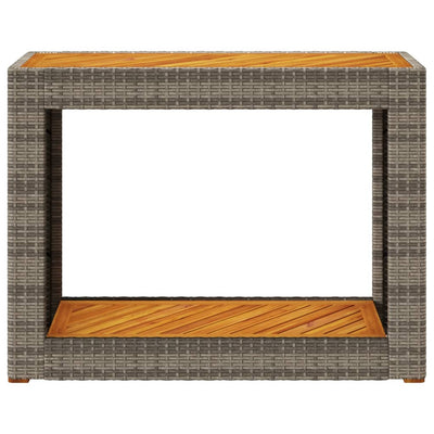 Patio Side Table with Wooden Top Gray 39.4"x15.7"x29.5" Poly Rattan