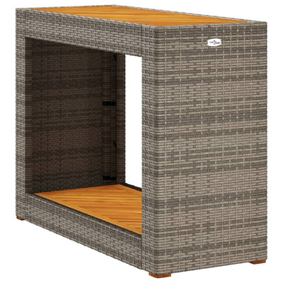 Patio Side Table with Wooden Top Gray 39.4"x15.7"x29.5" Poly Rattan