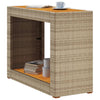 Patio Side Table with Wooden Top Beige 39.4"x15.7"x29.5" Poly Rattan