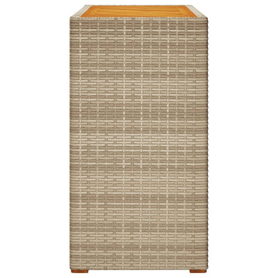 Patio Side Table with Wooden Top Beige 39.4"x15.7"x29.5" Poly Rattan