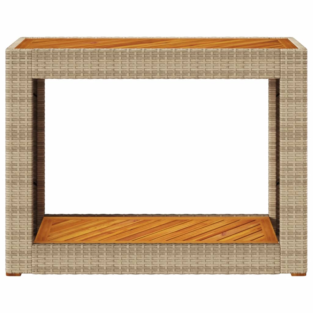 Garden Side Table Beige and brown PE rattan Small Durable