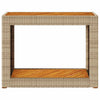 Patio Side Table with Wooden Top Beige 39.4"x15.7"x29.5" Poly Rattan