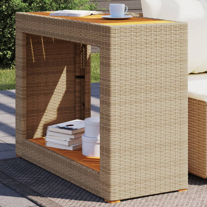 Garden Side Table Beige and brown PE rattan Small Durable
