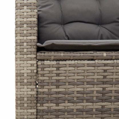 3 Piece Bistro Set with Cushions Gray Poly Rattan Acacia Wood