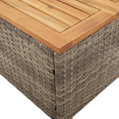 3 Piece Bistro Set with Cushions Gray Poly Rattan Acacia Wood