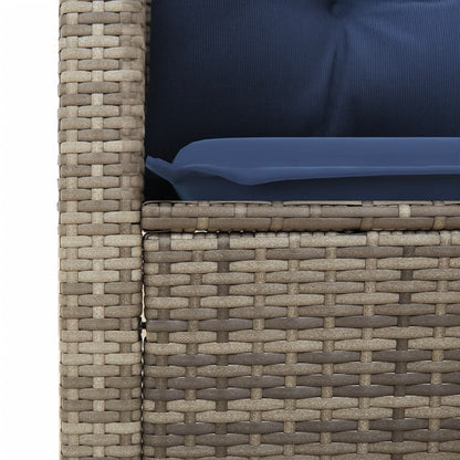 3 Piece Bistro Set with Cushions Gray Poly Rattan Acacia Wood