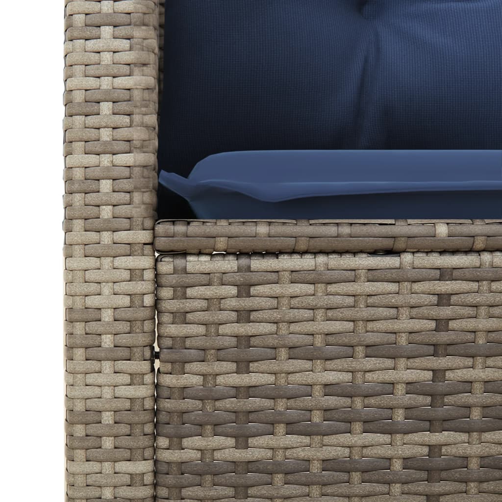 3 Piece Bistro Set with Cushions Gray Poly Rattan Acacia Wood
