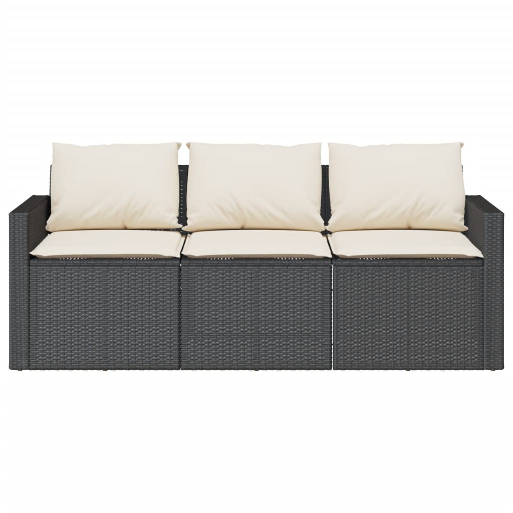 2 Piece Patio Dining Set with Cushions Black Poly Rattan
