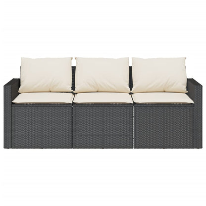 2 Piece Patio Dining Set with Cushions Black Poly Rattan