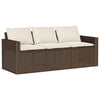2 Piece Patio Dining Set with Cushions Brown Poly Rattan