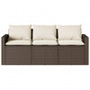 2 Piece Patio Dining Set with Cushions Brown Poly Rattan