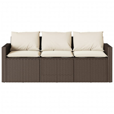 2 Piece Patio Dining Set with Cushions Brown Poly Rattan