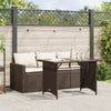 2 Piece Patio Dining Set with Cushions Brown Poly Rattan
