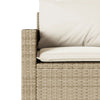 2 Piece Patio Dining Set with Cushions Beige Poly Rattan