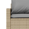 2 Piece Garden Dining Set with Cushions Beige Poly Rattan