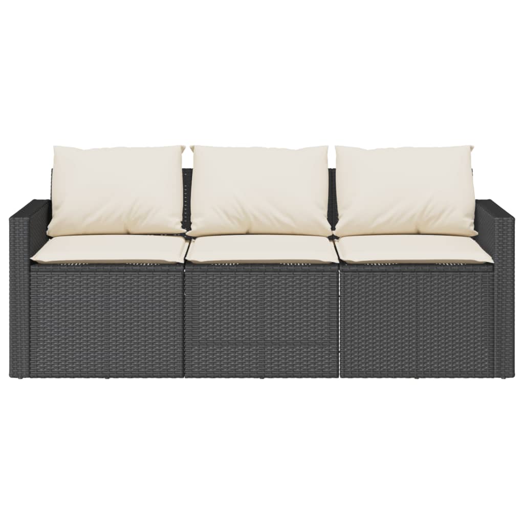2 Piece Patio Dining Set with Cushions Black Poly Rattan