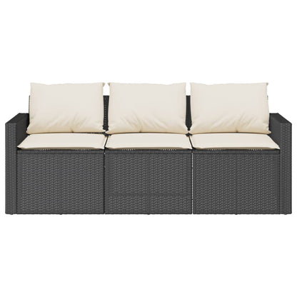 2 Piece Patio Dining Set with Cushions Black Poly Rattan