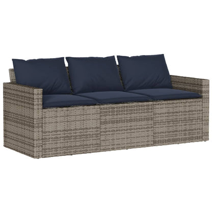 2 Piece Patio Dining Set with Cushions Gray Poly Rattan