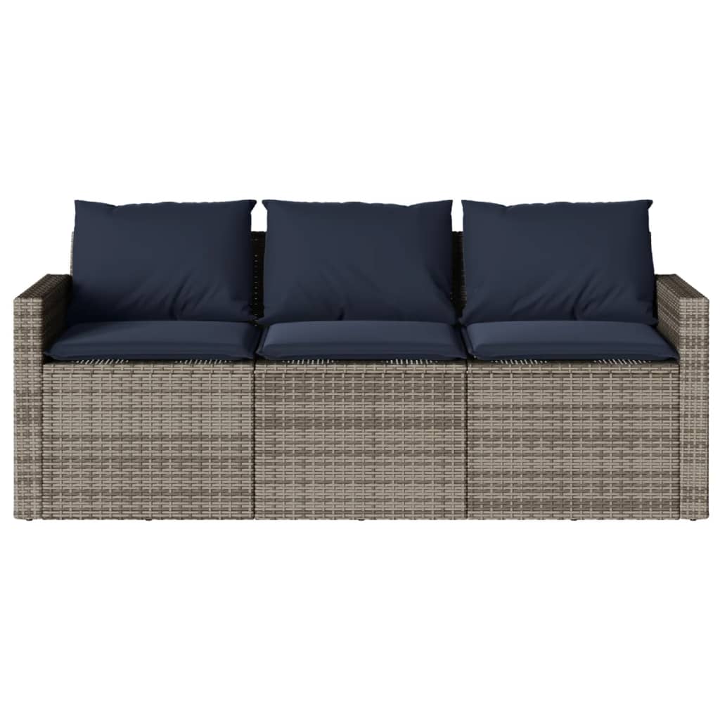 2 Piece Patio Dining Set with Cushions Gray Poly Rattan