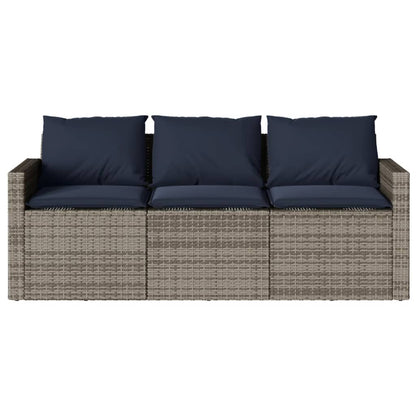 2 Piece Patio Dining Set with Cushions Gray Poly Rattan