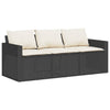 Patio Sofa with Cushions 3-Seater Black Poly Rattan