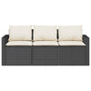 Patio Sofa with Cushions 3-Seater Black Poly Rattan