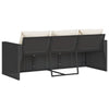 Patio Sofa with Cushions 3-Seater Black Poly Rattan