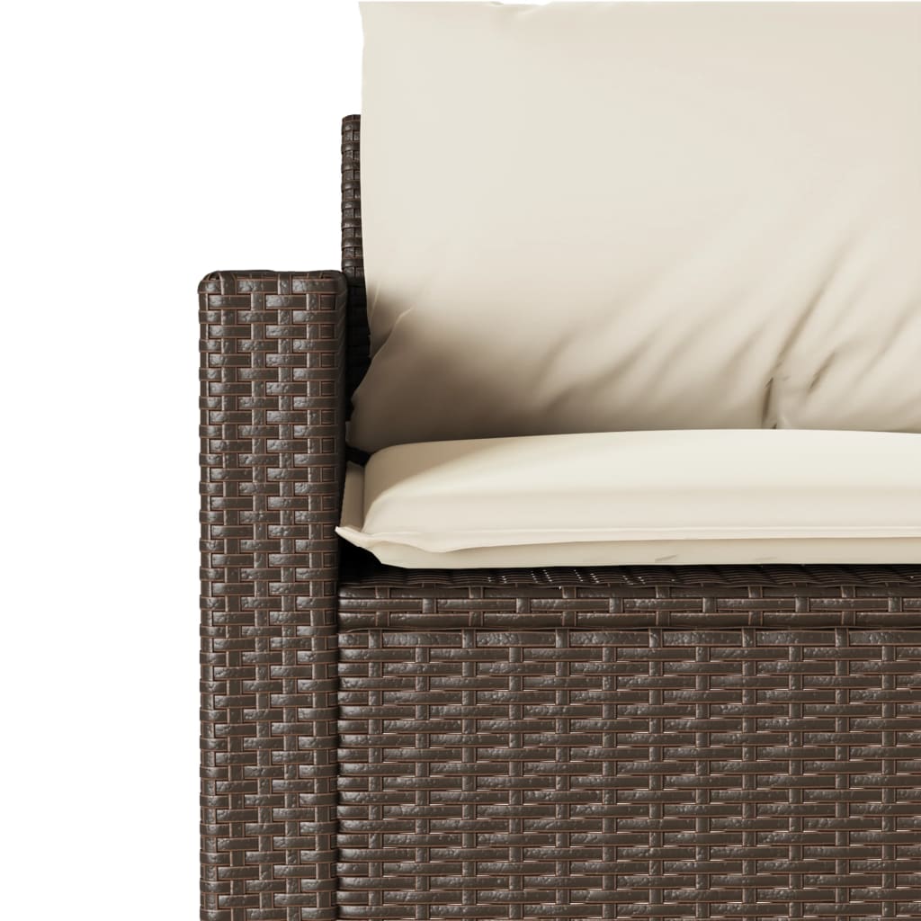 Patio Sofa with Cushions 3-Seater Brown Poly Rattan