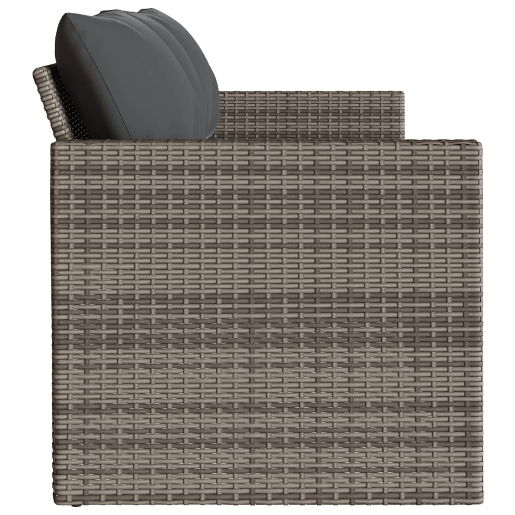 Patio Sofa with Cushions 3-Seater Gray Poly Rattan