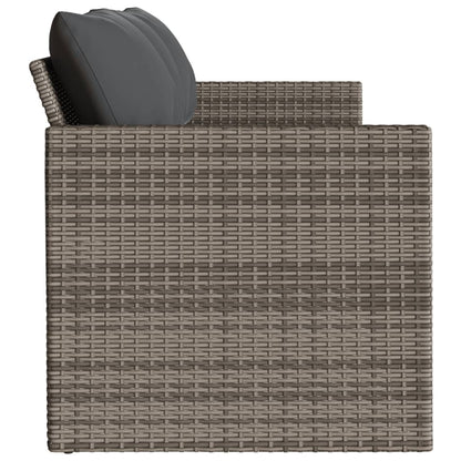 Patio Sofa with Cushions 3-Seater Gray Poly Rattan