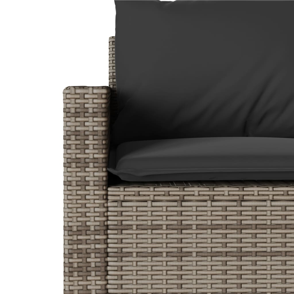 Patio Sofa with Cushions 3-Seater Gray Poly Rattan