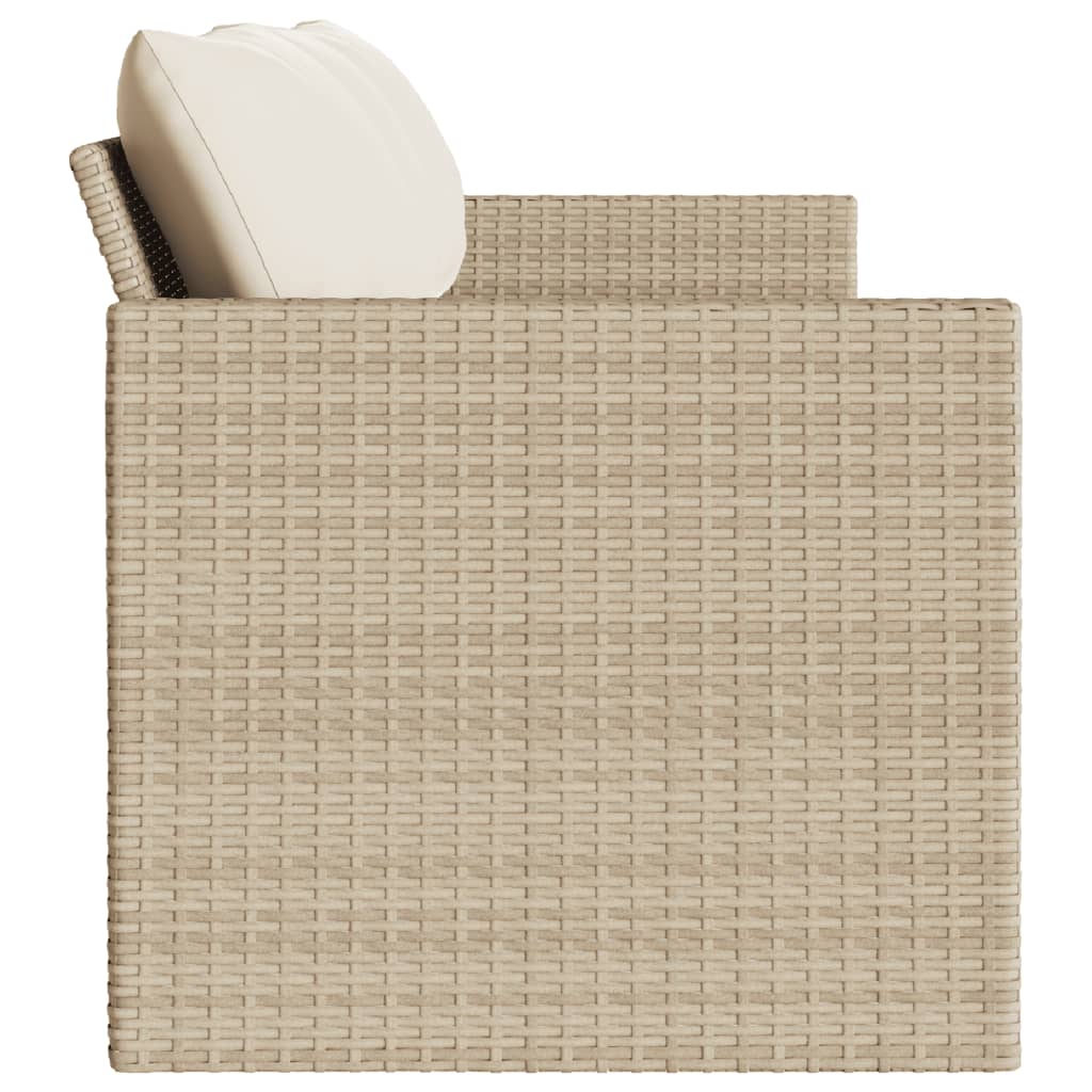 Patio Sofa with Cushions 3-Seater Beige Poly Rattan