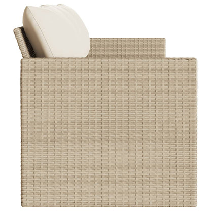 Patio Sofa with Cushions 3-Seater Beige Poly Rattan