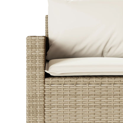 Patio Sofa with Cushions 3-Seater Beige Poly Rattan