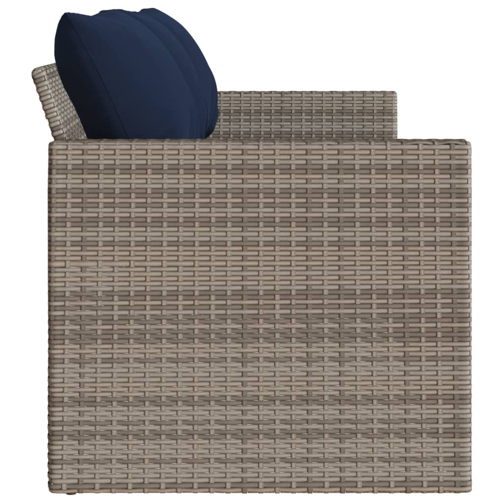 Patio Sofa with Cushions 3-Seater Gray Poly Rattan