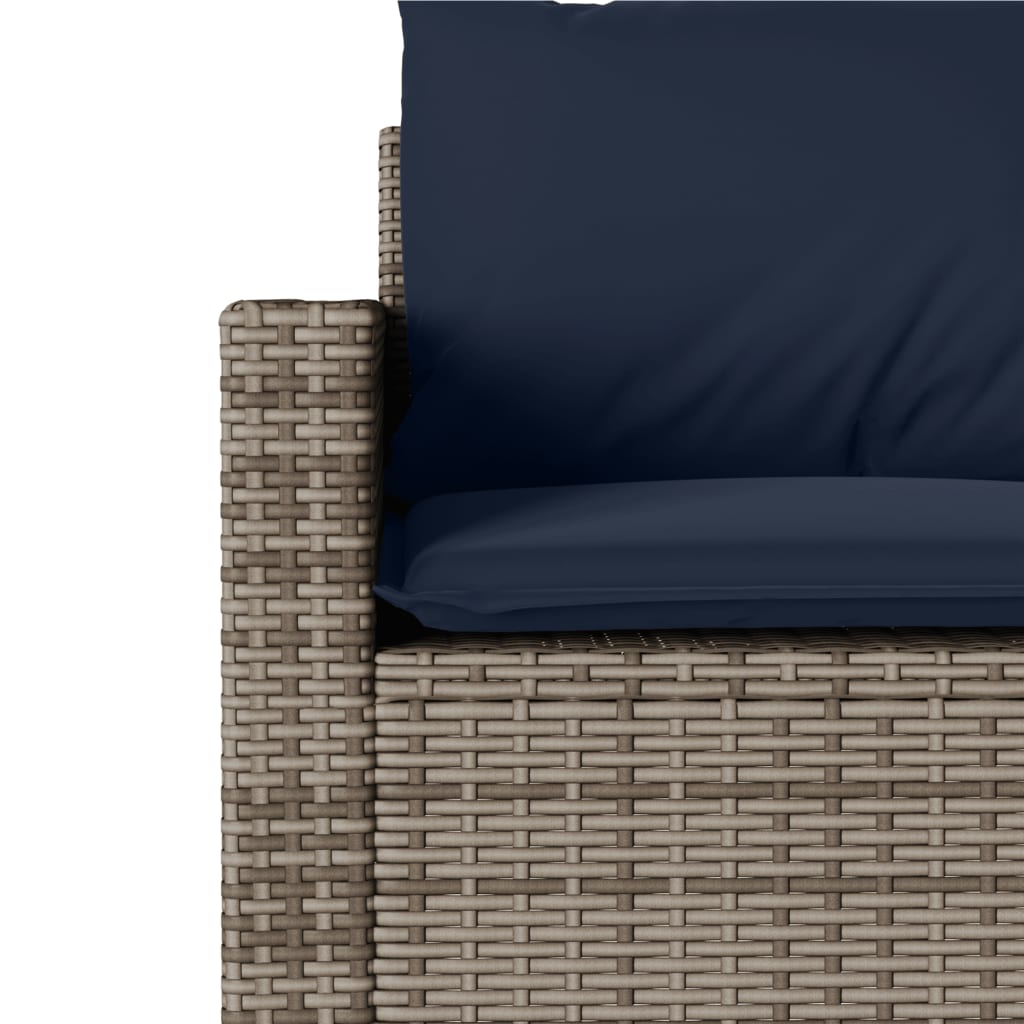 Patio Sofa with Cushions 3-Seater Gray Poly Rattan