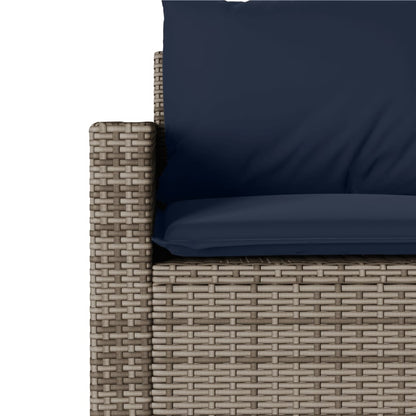 Patio Sofa with Cushions 3-Seater Gray Poly Rattan