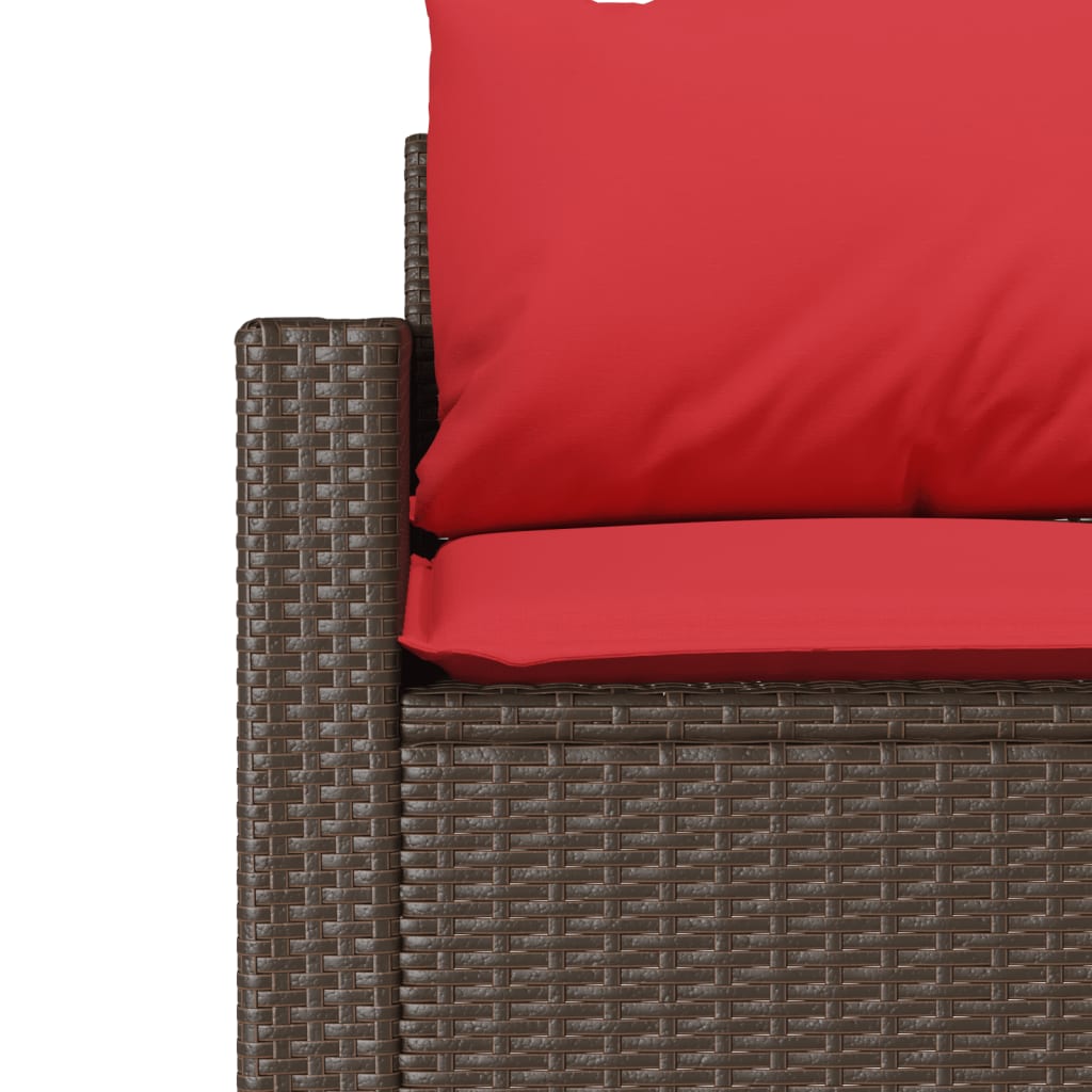 Patio Sofa with Cushions 3-Seater Brown Poly Rattan
