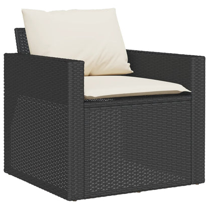 4 Piece Patio Sofa Set with Cushions Black Poly Rattan