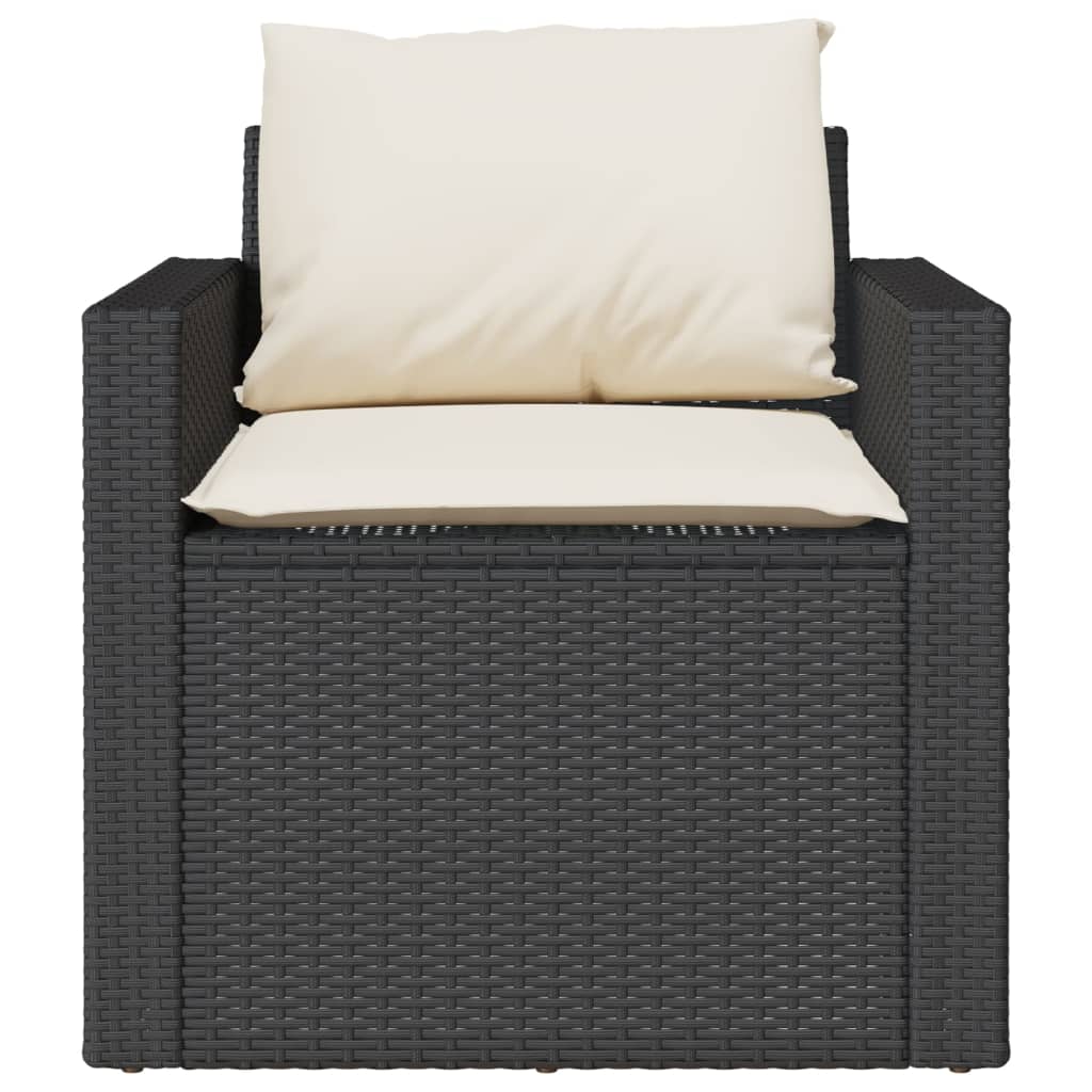 4 Piece Patio Sofa Set with Cushions Black Poly Rattan