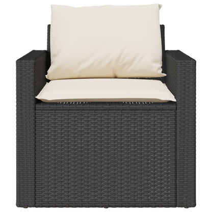 4 Piece Patio Sofa Set with Cushions Black Poly Rattan