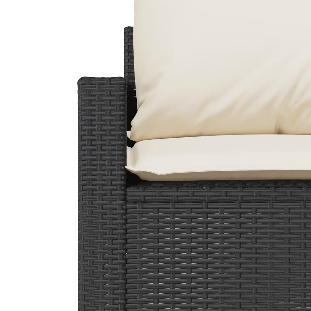 4 Piece Patio Sofa Set with Cushions Black Poly Rattan