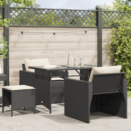 4 Piece Patio Sofa Set with Cushions Black Poly Rattan