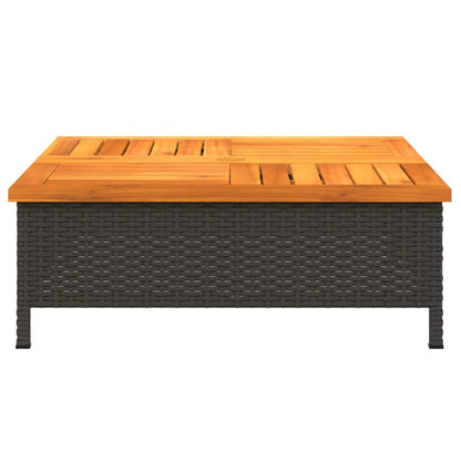 Parasol Base Cover Black 70x70x25 cm Poly Rattan and Acacia