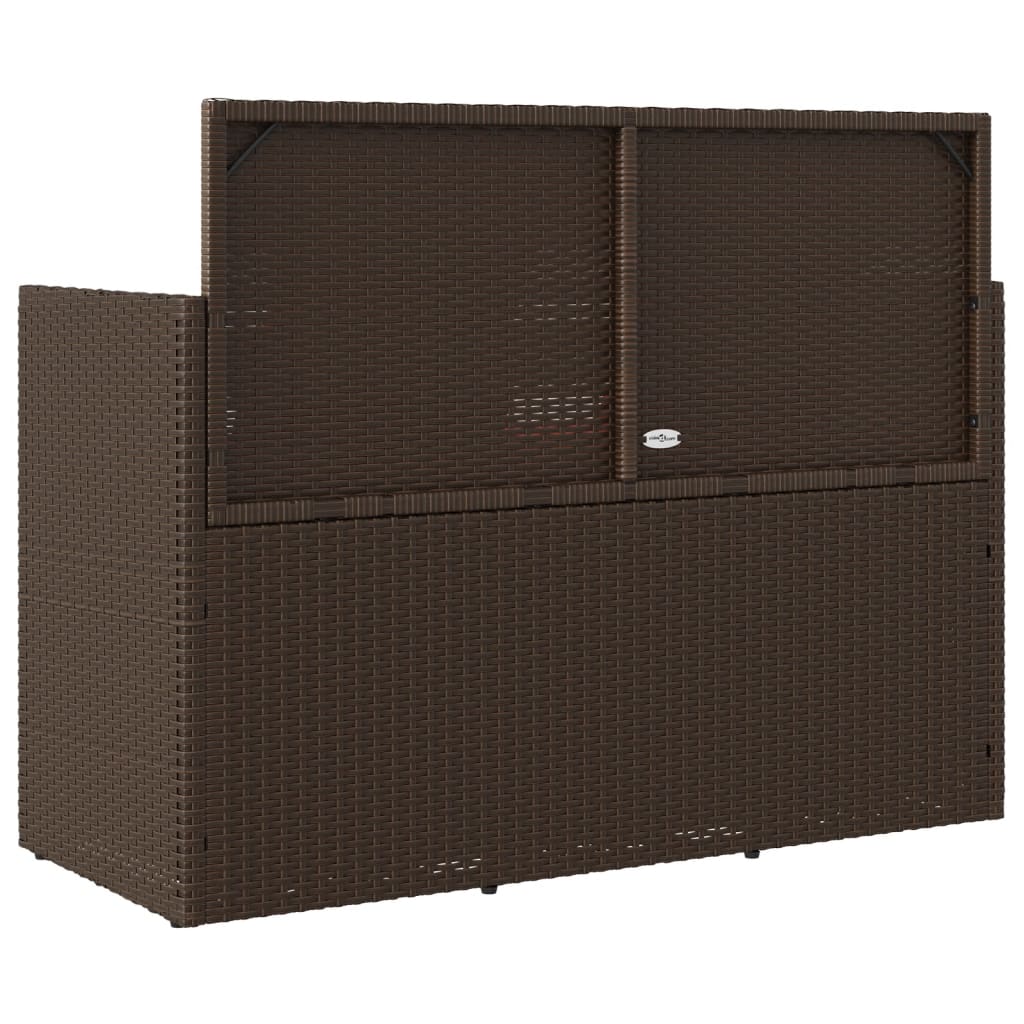 Patio Bench with Cushions Brown Poly Rattan