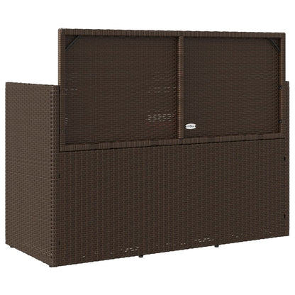 Patio Bench with Cushions Brown Poly Rattan